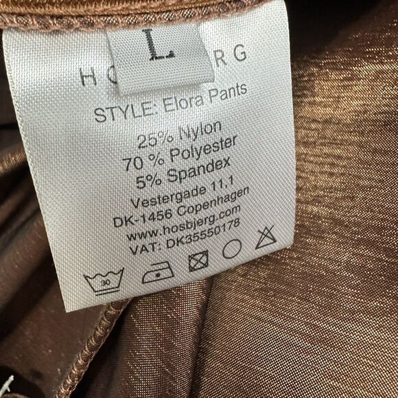 Hosbjerg x Free People Elora Metallic Walnut High Waist Split Hem Pants Size L - Picture 9 of 16